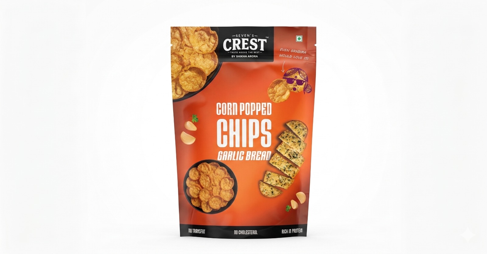 Seven's Crest Corn Popped Chips - Garlic Bread