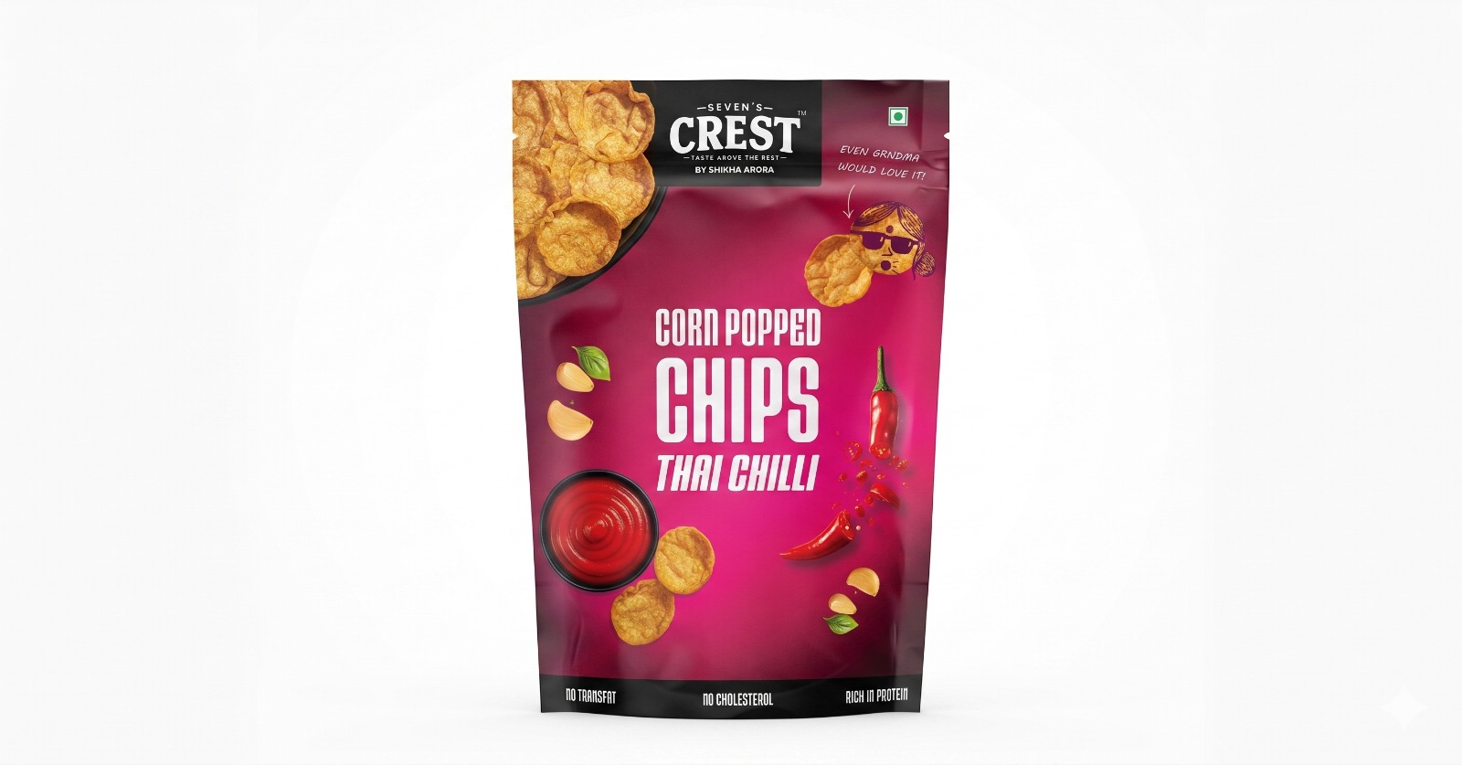 Seven's Crest Corn Popped Chips - Thai Chilli